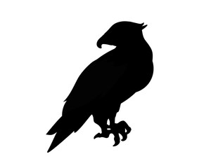 横向きの鷹のシルエットイラスト