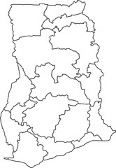 Map of Ghana with detailed country map, line map.