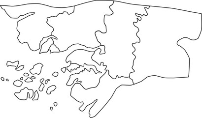 Map of Guinea Bissau with detailed country map, line map.