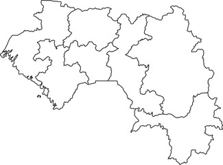 Map of Guinea with detailed country map, line map.