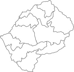 Map of Lesotho with detailed country map, line map.