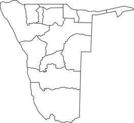 Map of Namibia with detailed country map, line map.