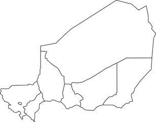 Map of Niger with detailed country map, line map.