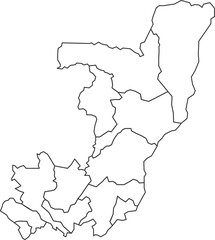 Map of Republic of the Congo with detailed country map, line map.