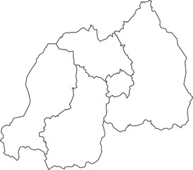 Map of Rwanda with detailed country map, line map.
