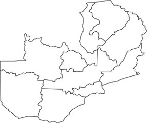 Map of Zambia with detailed country map, line map.