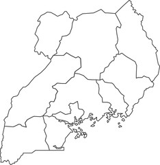 Map of Uganda with detailed country map, line map.