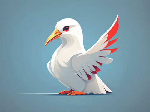 minimal flat vector illustration White peace bird against war