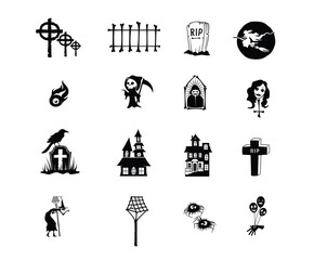 halloween icons set