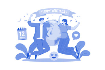 Happy Youth Day Illustration concept on white background