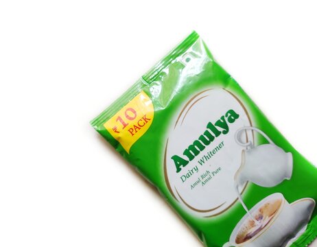 Guwahati, Assam, India - October 3, 2023 : Amulya dairy whitener is wealthy in nutritional worth. It is processed from moderately skimmed milk and sugar.