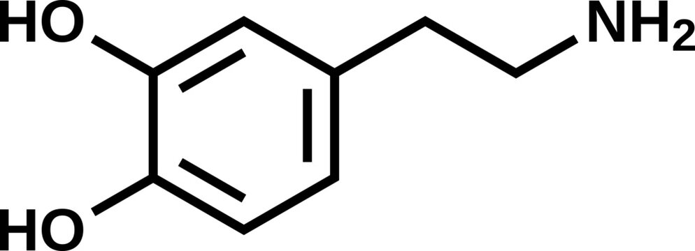 Dopamine structural formula, vector illustration