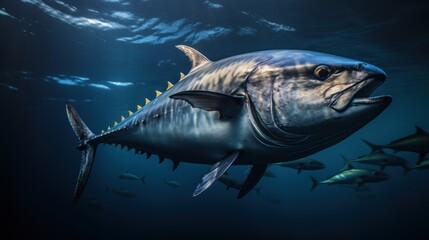 Obraz premium Longtail tuna or northern bluefin tuna on the utensil