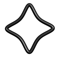 3D Black Matte Geometric Shape, Realistic Design Element with Transparent Background, PNG