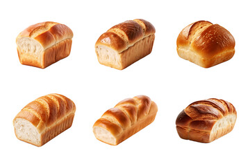 collection of bread isolated on a transparent background