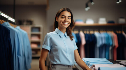 Woman working at a clothing retail store