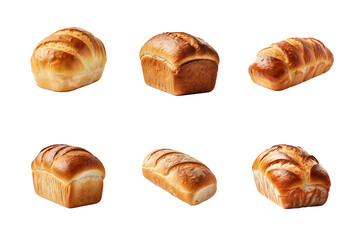 collection of bread isolated on a transparent background