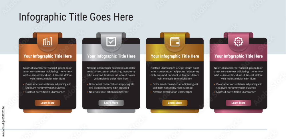 Poster modern text box for website graphic and business, icon with title object. editable design. four temp