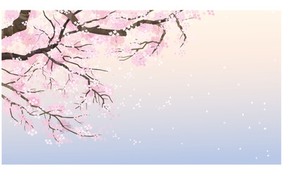 桜の木と空背景イラスト