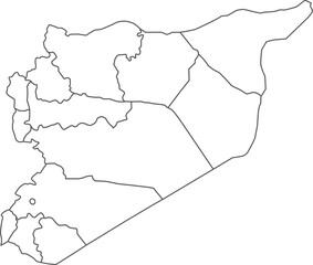 Map of Syria with detailed country map, line map.