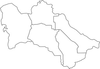 Map of Turkmenistan with detailed country map, line map.