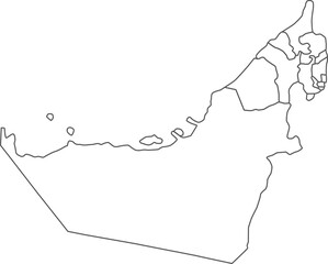 Map of United Arab Emirates with detailed country map, line map.