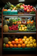 Convenience store's display of fresh produce and fruits, Generative AI 