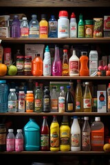 Convenience store's selection of household and cleaning products, Generative AI - obrazy, fototapety, plakaty