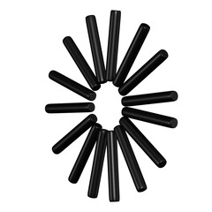 3D Black Matte Geometric Shape, Realistic Design Element with Transparent Background, PNG