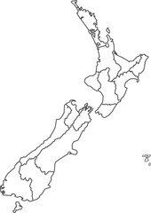 Map of New Zealand with detailed country map, line map.