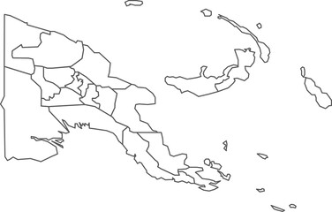 Map of Papua New Guinea with detailed country map, line map.