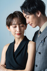 Japanese couple spending time together indoors