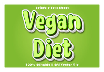 Fototapeta na wymiar Vegan Diet Editable Text Effect