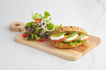 sandwich with ham and vegetables