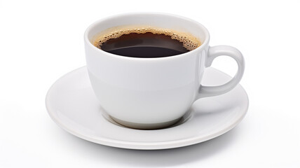White cup of black coffee isolated on white background. AI Generative.