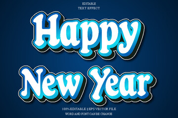 Happy New Year Editable Text Effect Emboss Gradient Style