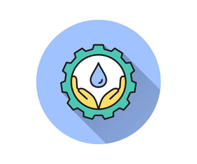 Water conservation flat icon with long shadow for graphic and web design.