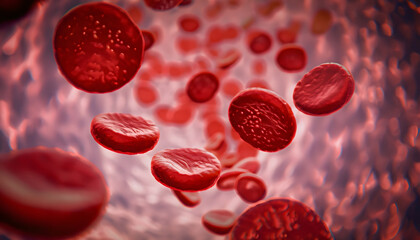representation of red blood cells travel through the bloodstream