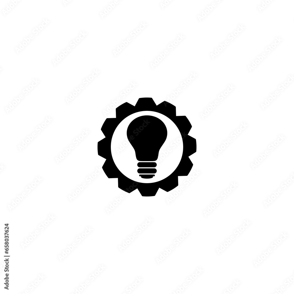 Poster lightbulb and gear idea concept icon isolated on transparent background