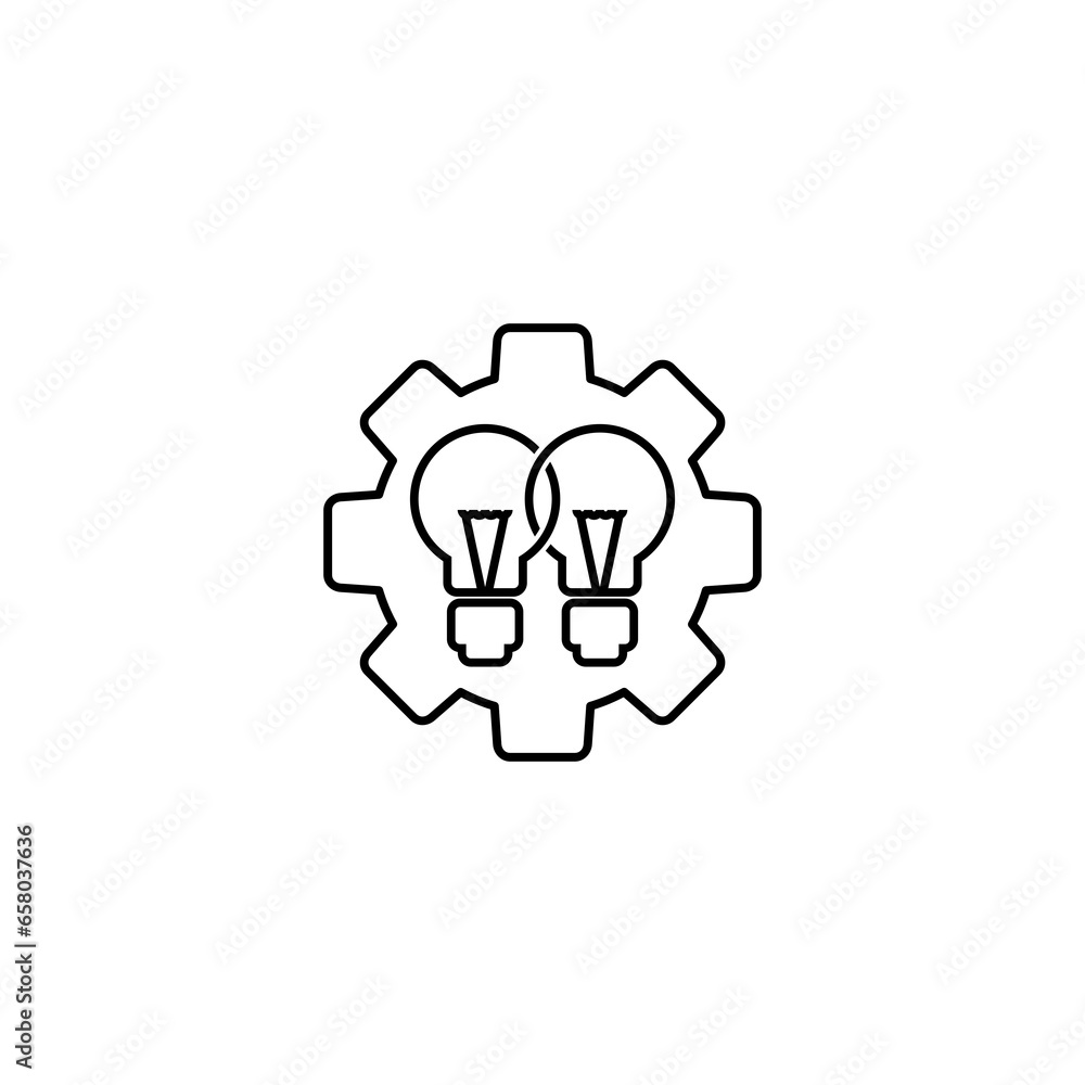 Poster lightbulb and gear idea concept icon isolated on transparent background