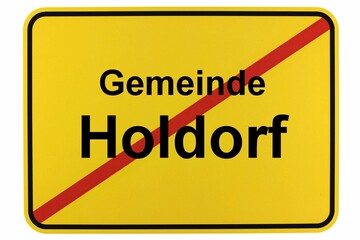 Illustration eines Ortsschildes der Gemeinde Holdorf in Niedersachsen