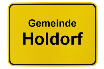 Illustration eines Ortsschildes der Gemeinde Holdorf in Niedersachsen