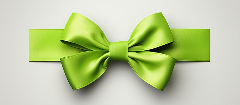 Lime Green ribbon for raising support and helping patients with Lymphoma Cancer and mental health awareness isolated bow
