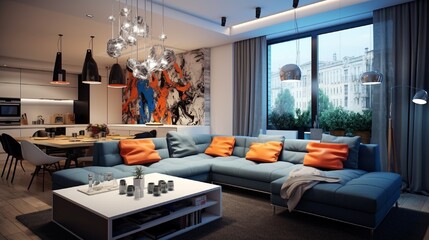 Stylish apartment interior with modern Idea for home design .