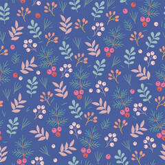 Vector seamless pattern with cranberry twigs.