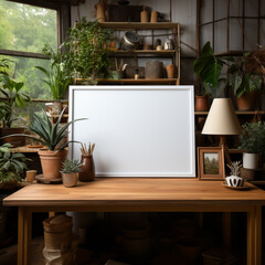 Fototapeta premium an empty frame on the table