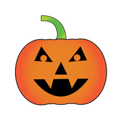 Orange pumpkin with spooky smile. Best for the holiday Halloween card, social media and printable. Vector illustration