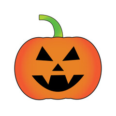 Orange pumpkin with spooky smile. Best for the holiday Halloween card, social media and printable. Vector illustration