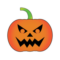 Orange pumpkin with spooky smile. Best for the holiday Halloween card, social media and printable. Vector illustration