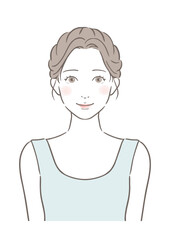 正面を向いた笑顔の女性の美容イメージイラスト